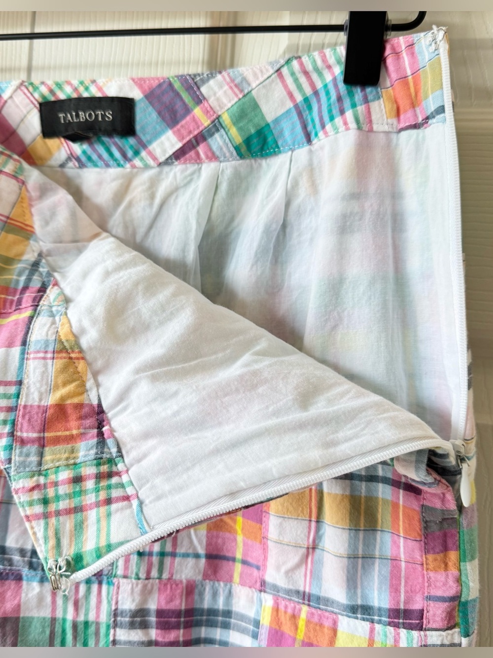 Talbots Madras Plaid Patchwork Skirt Size 2 Preppy Colorful Old Money Hamptons - Picture 5 of 9